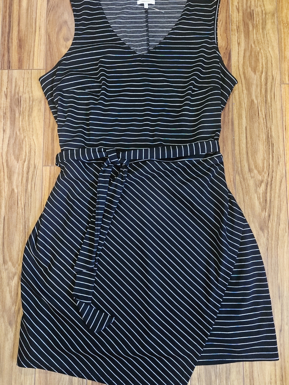 NWOT! Maurices Black and White Striped Asymmetrical Belted Dress